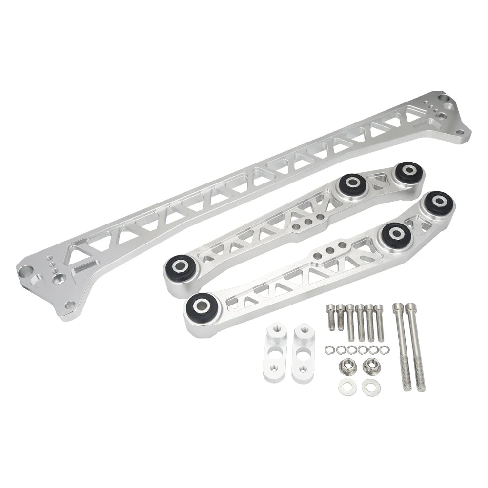 Aluminium Rear Lower Control Arm and Subframe Brace Kit for 88-95 Honda Civic EG - Silver