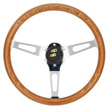 Load image into Gallery viewer, Vintage Universal 15 inch 380 mm Classic Wooden Grain Steering Wheel, Silver Chrome 3-Spoke