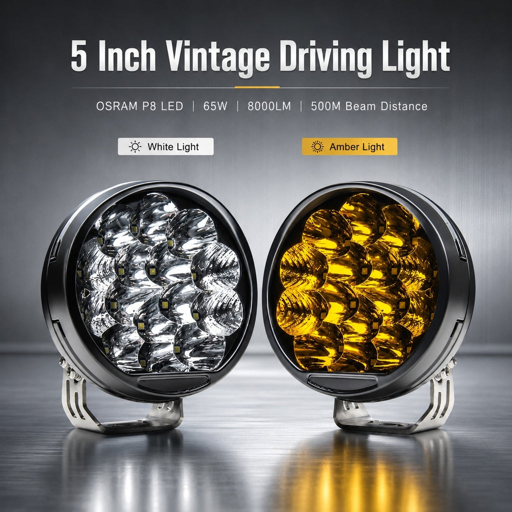 Universal Spot Beam Amber DRL 5" 65W LED Driving Light