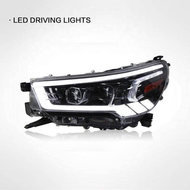 Modified LED headlight assembly pair for Toyota Hilux Revo 2021-2024 with custom LED signature