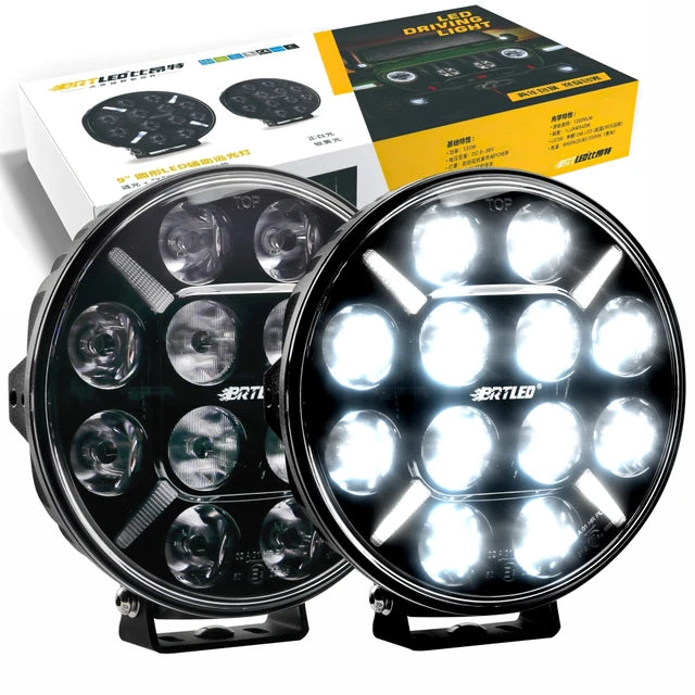 Truck 4WD 9 inch 120W super bright round LED driving light set