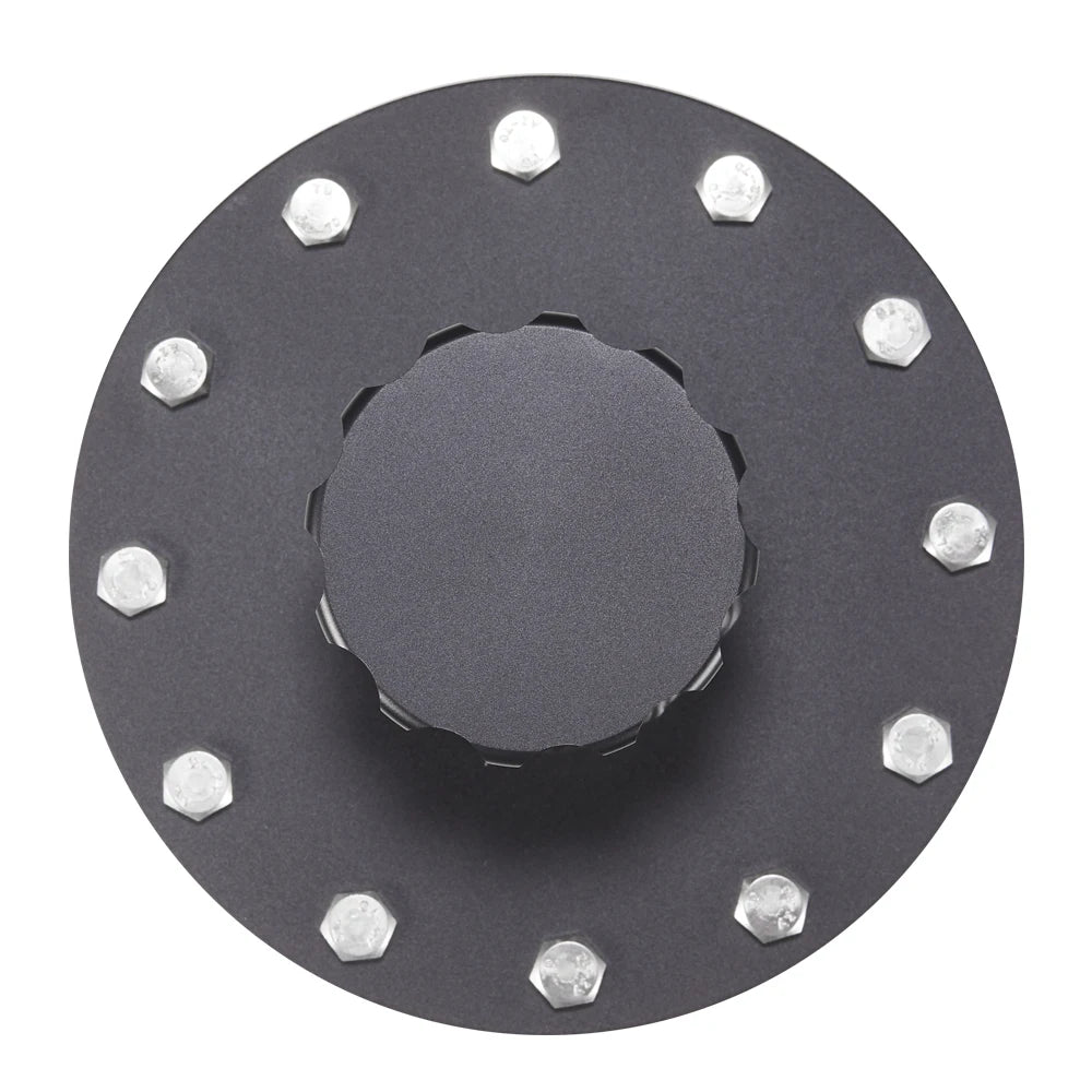 Universal Straight Billet Aluminium Fuel Cell Cap and Fast Fill Filler Neck - 12 Bolt Flange, Black