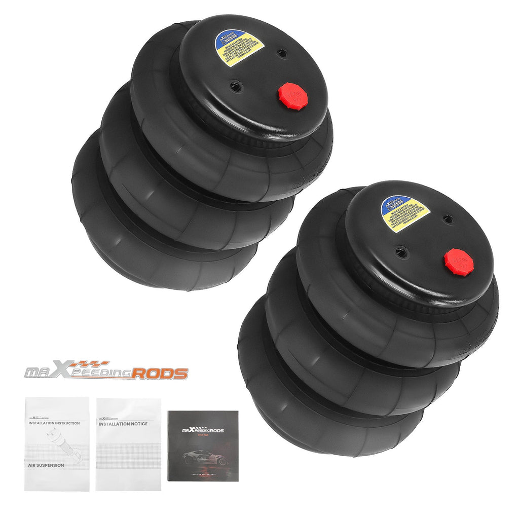 2x 2600LBS Universal Air Spring Triple Bellow Triple Convoluted Bags