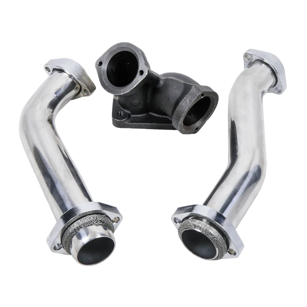 Ford 7.3L Powerstroke 1994-1997 Stainless Steel Bellowed Turbo Up-Pipe Kit with Turbo Pedestal