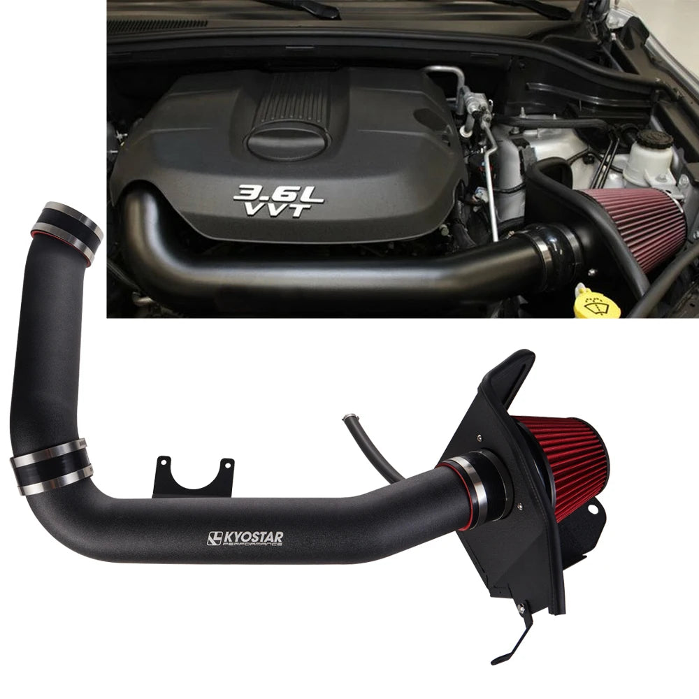 Dodge Durango and Jeep Grand Cherokee 3.6L 3.5 Inch Aluminium Cold Air Intake Kit - Black and Red
