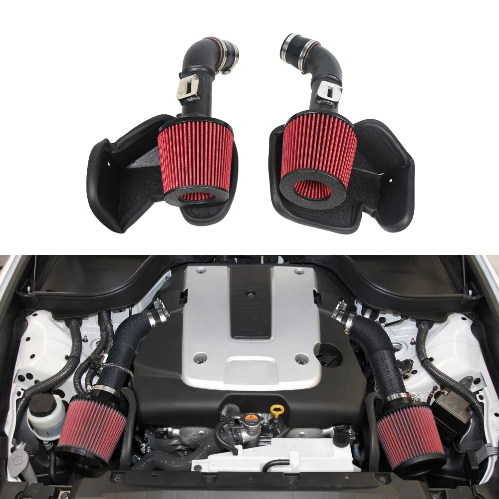 Nissan 370Z / Infiniti G37 3.7L V6 Cold Air Intake Kit with Silicone Pipe and Filter - Black / Red