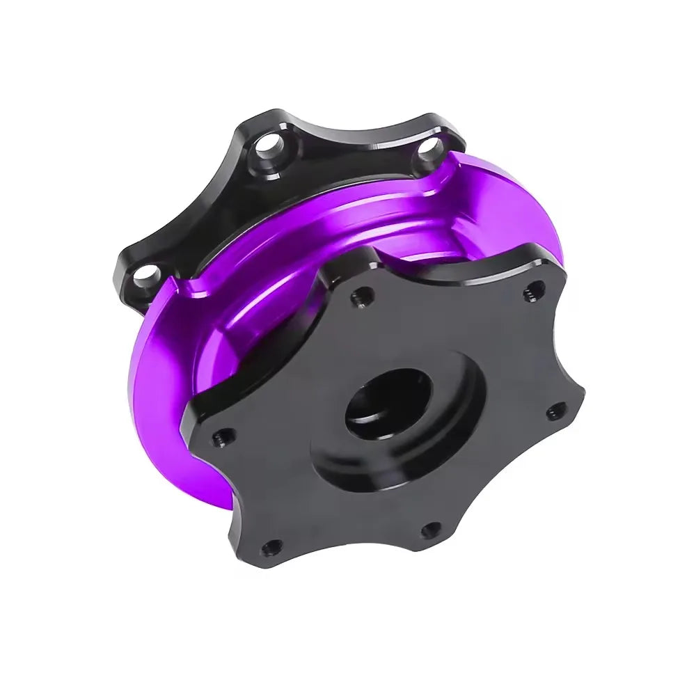 Universal Aluminium D-Shape Steering Wheel Quick Release Hub Adapter, Purple Ring and Black Body