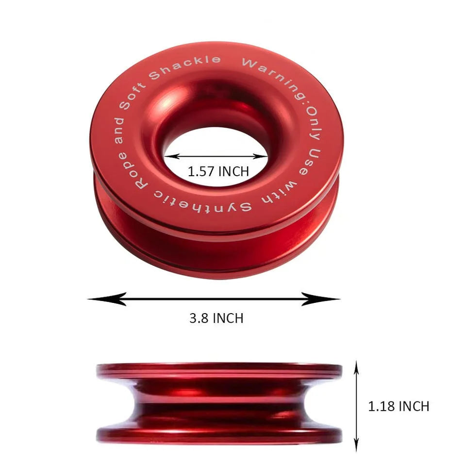Aluminium Recovery Snatch Ring 41,000 lb for 3/8 and 1/2 inch Rope with Soft Shackle