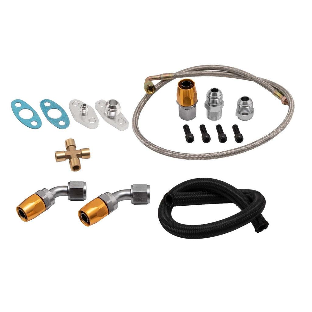 Turbo Oil Feed & Drain Return Line Set for T3 Gt30 Gt35 Gt3582 Gt3076 10AN