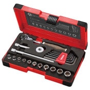 Load image into Gallery viewer, 1/4" Dr Socket &amp; Hex Key Set 36pc Metric (12p) Wood-Compo