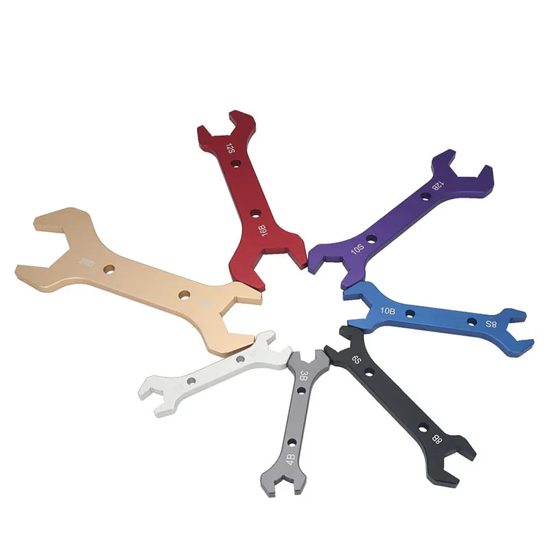 Billet Aluminium AN Spanner Set - 7 Piece Double Ended AN3 to AN20