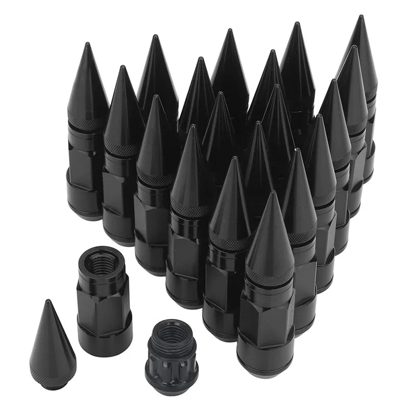 Universal Spiked Wheel Lug Nuts M12x1.25 / M12x1.5 80mm - Steel with Aluminium Spike, 20 Piece Set