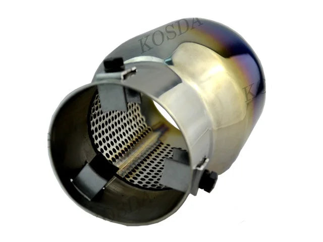 Universal 3 inch Inlet Oval Slant Exhaust Tip / Muffler Tip - Burnt Blue 304 Stainless Steel