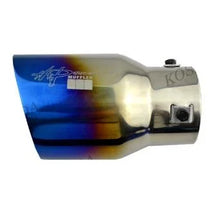 Load image into Gallery viewer, Universal 3 inch Inlet Oval Slant Exhaust Tip / Muffler Tip - Burnt Blue 304 Stainless Steel