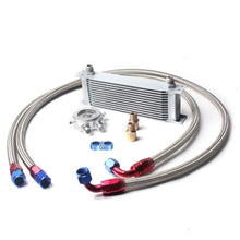 Load image into Gallery viewer, Universal 19 Row 10AN British Style Oil Cooler Single Kit - Silver and Black Aluminium