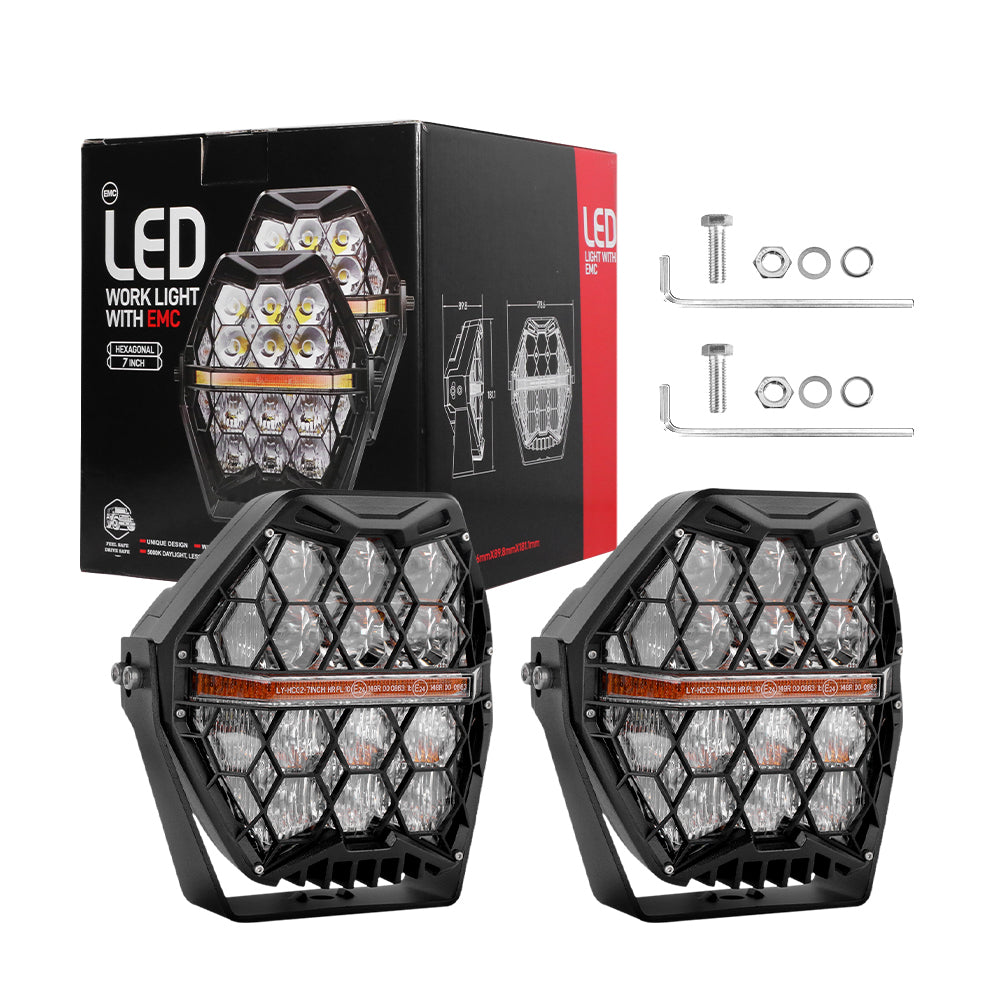Jeep Spot Beam Amber DRL 7" 120W LED Driving Light