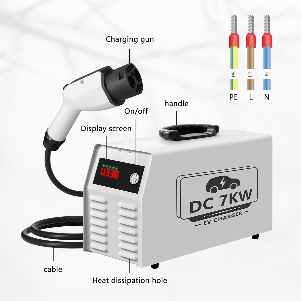 GB/T Portable EV Charger 7kW DC 32A Electric Car Charging Station with Color Screen