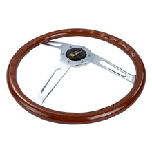 Load image into Gallery viewer, Vintage Classic 15 inch Wooden 3-Spoke Steering Wheel, Silver