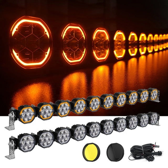 Flexible 50 inch overhead linkable amber off-road work bar vehicle truck kit