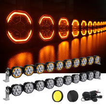 Load image into Gallery viewer, Flexible 50 inch overhead linkable amber off-road work bar vehicle truck kit