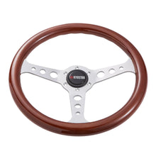 Load image into Gallery viewer, Universal 350 mm 14 inch Classic Flat Wood Grain Steering Wheel, Silver Spokes