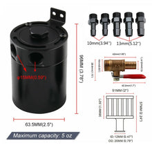 Load image into Gallery viewer, Universal 2-Port Aluminium Baffled Oil Catch Can with Drain Valve, 150 ml, 3/8 inch NPT