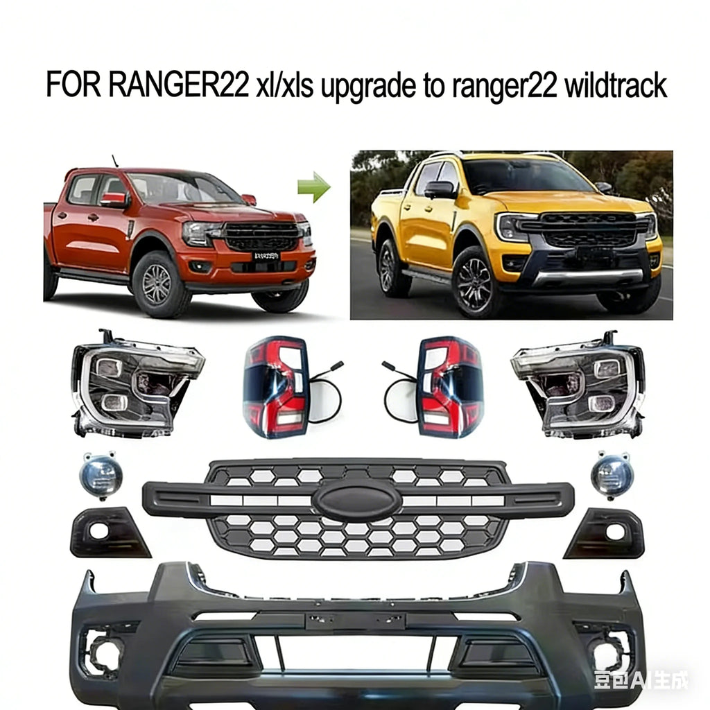 GZDL4WD ABS Car Bodykit for Ranger XL/XLS Upgrade to Wildtrak 2023 Front Bumper Grille Auto Parts