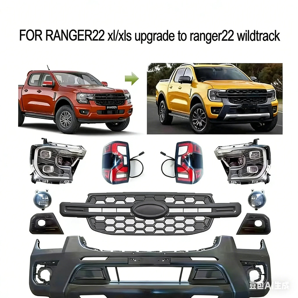 GZDL4WD ABS Car Bodykit for Ranger XL/XLS Upgrade to Wildtrak 2023 Front Bumper Grille Auto Parts