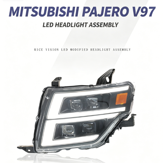 LED DRL sequential headlight assembly pair for Mitsubishi Pajero V93 V97 with flowing turn signals