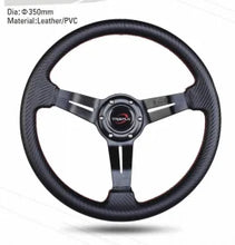 Load image into Gallery viewer, Universal Black Leather/PU 3-Spoke Racing Steering Wheel 280–360 mm – BMW, VW, Porsche