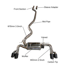 Load image into Gallery viewer, BMW 320i 328i F30 2012-2015 N20 N26 2.0T Stainless Steel 4-Tip Valved Sport Catback Exhaust System