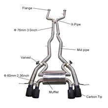 Load image into Gallery viewer, BMW M3 G80 G81 / M4 G82 G83 2021+ S58 3.0TT T304 Stainless 76mm 4-Tip Valved Catback Exhaust for OPF Models