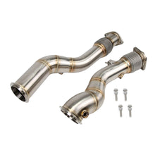 Load image into Gallery viewer, BMW X3 M F97 / X4 M F98 2019+ S58 3.0TT Stainless Steel Catless Dual Downpipes with O2 Sensor Ports