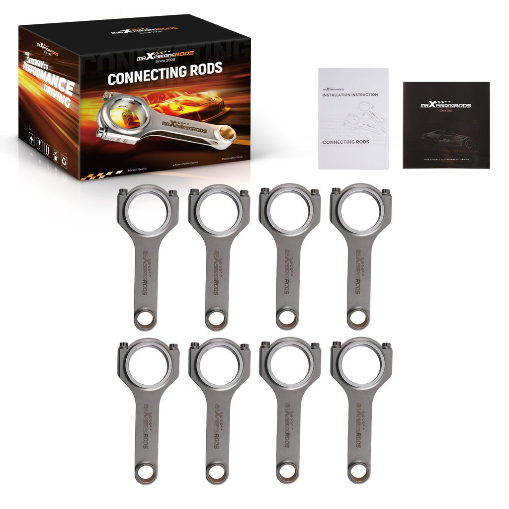 Factory 8x H-Beam Forged 4340 Connecting Rod for Chevy BBC 454 6.385" W/ ARP 2000 Floating Pin Piston 200HP/piece