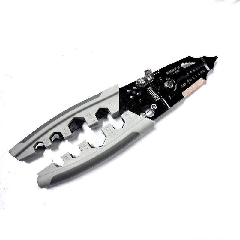 Multitool with various tools on a white background
