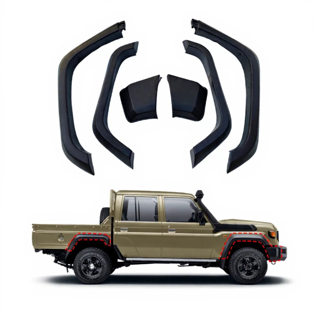 Factory Abs Black Wheel Arches Fender Flares Kits for Land Cruiser 79 Series LC79 2024 Dual Cab LC70 Car Fenders
