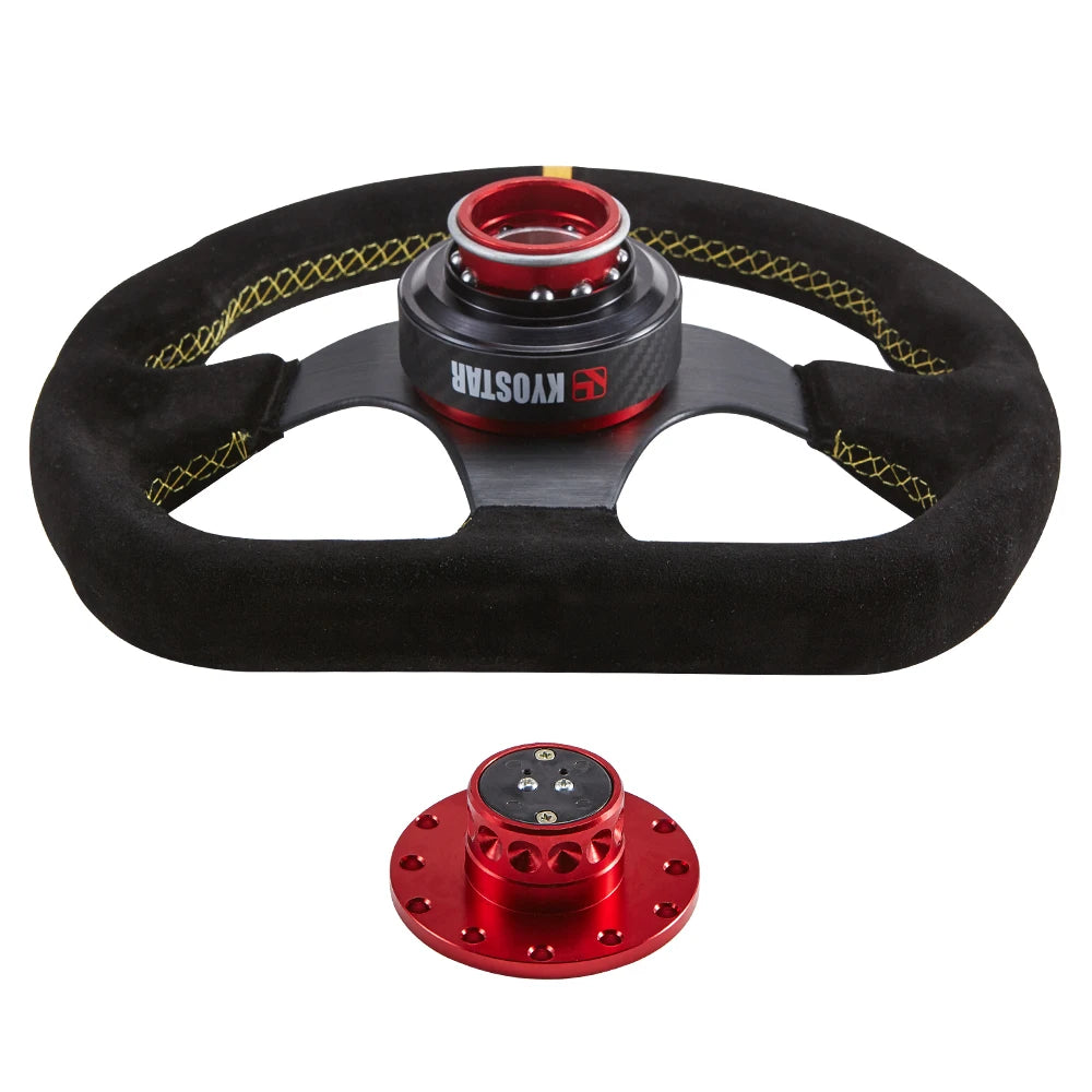 Universal 9 cm Dry Carbon Fibre and Aluminium Steering Wheel Quick Release Control Hub, Blue or Red