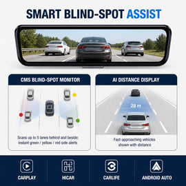 Universal 1080P 9.66 inch Rear View Mirror Dash Cam