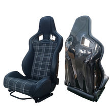 Load image into Gallery viewer, SEAT-002 Universal YLD Racing Bucket Seats Black Leather Embroidery Fixed Back
