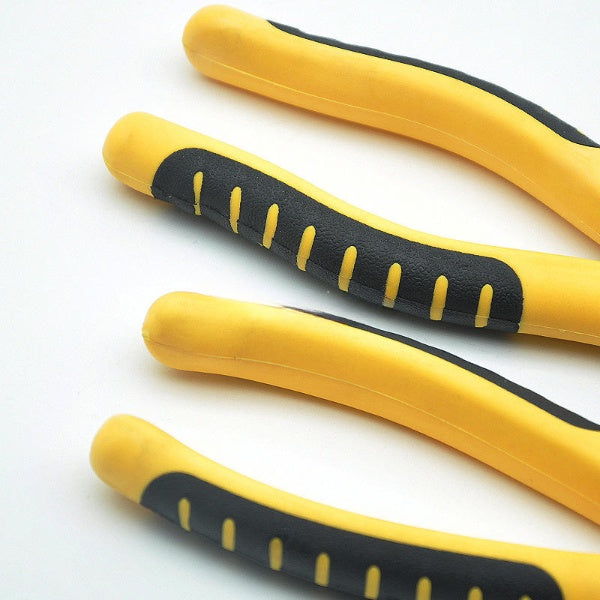 Yellow and black handles on a white background