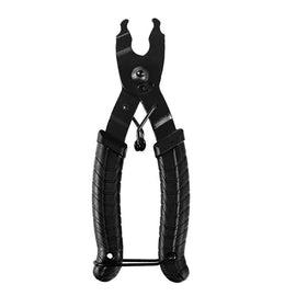 Black metal tool with two handles on a white background