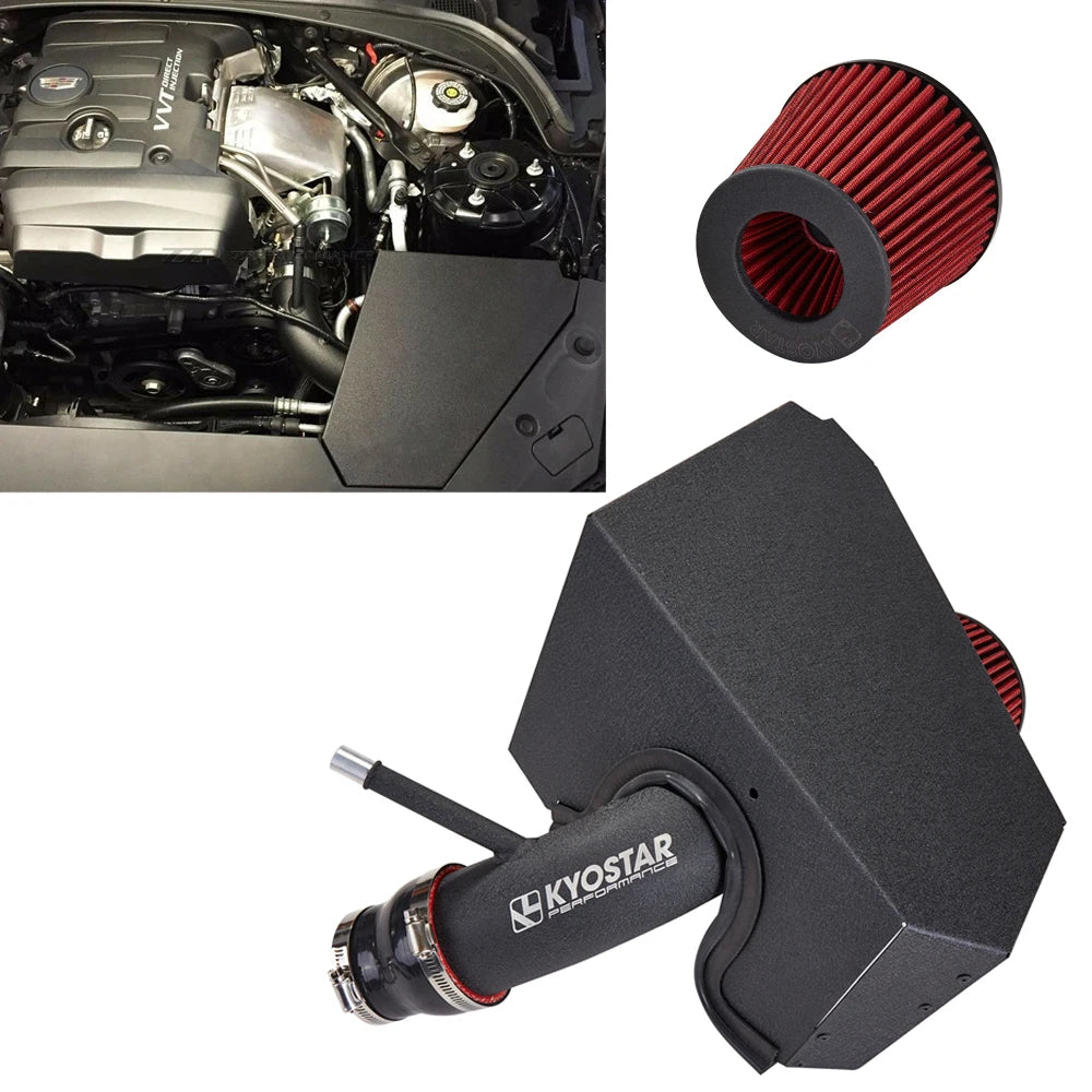 Cadillac ATS 2.0L Turbo 2013+ 3 inch Black Aluminium Cold Air Intake System
