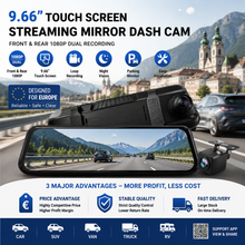 Load image into Gallery viewer, Universal 1080P 9.66 inch Rear View Mirror Dash Cam