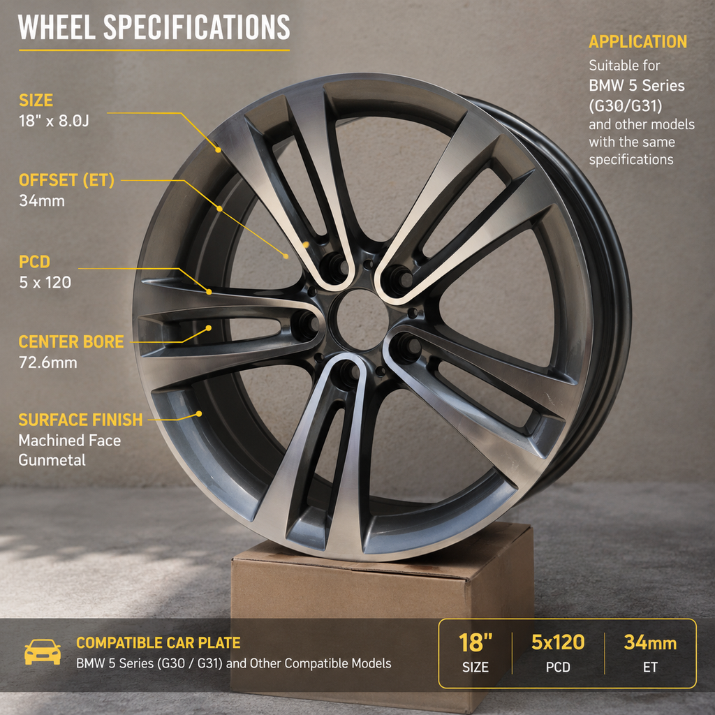 Universal 18 Inch 5x120 ET34 Grey Alloy Wheel Rim