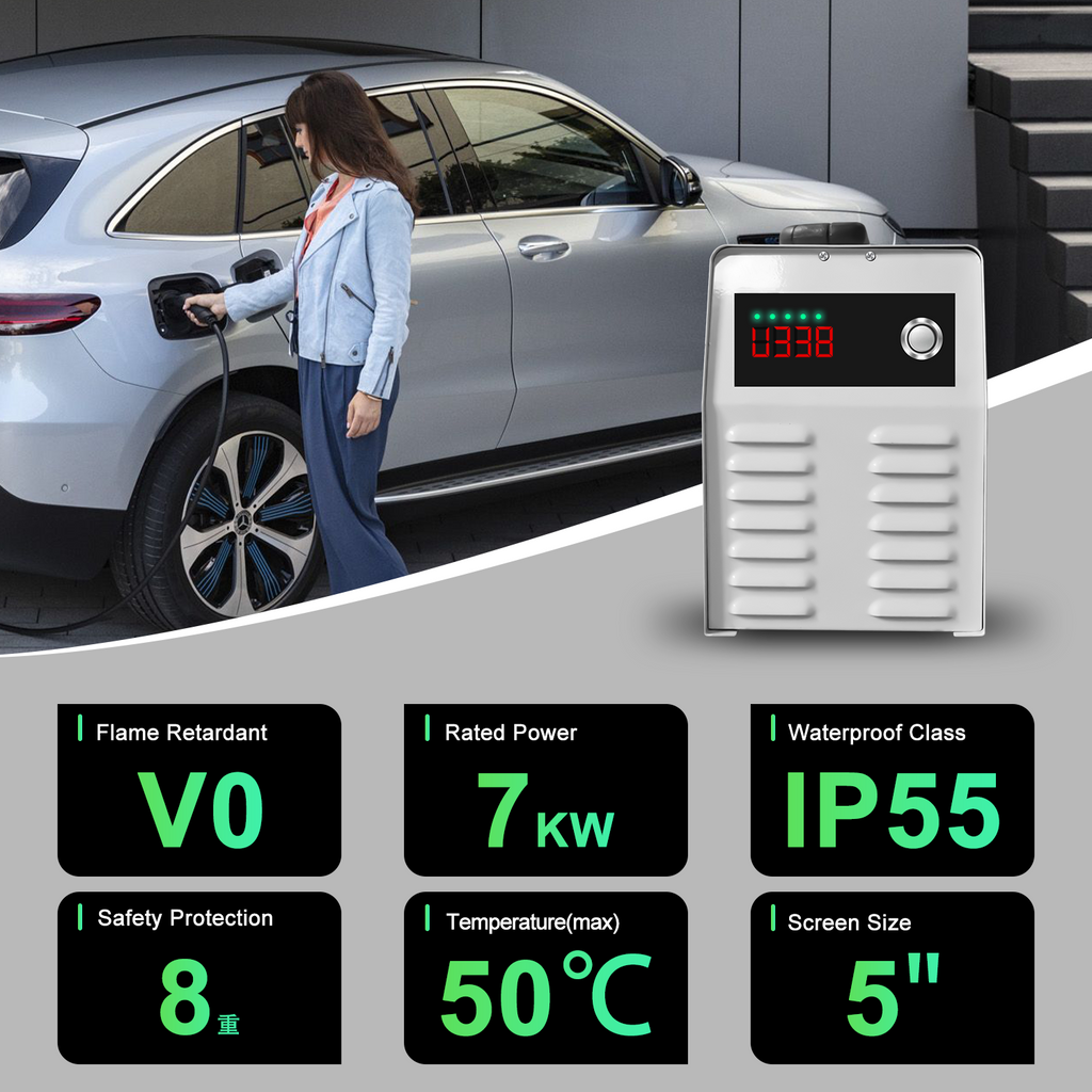 GB/T Portable EV Charger 7kW DC 32A Electric Car Charging Station with Color Screen