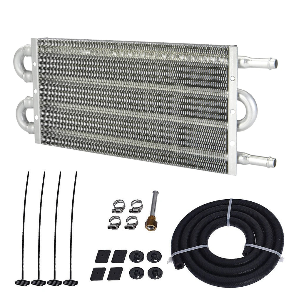 Universal 10-Row Aluminium Tube and Fin Transmission Oil Cooler 15.5 x 12.5 x 0.75 inch