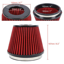 Load image into Gallery viewer, Universal 6 inch 152 mm High Flow Cold Air Intake Cone Dry Air Filter, Red