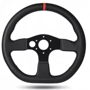 Universal Black 3-Spoke Leather Steering Wheel 280–360 mm – VW, BMW, Porsche