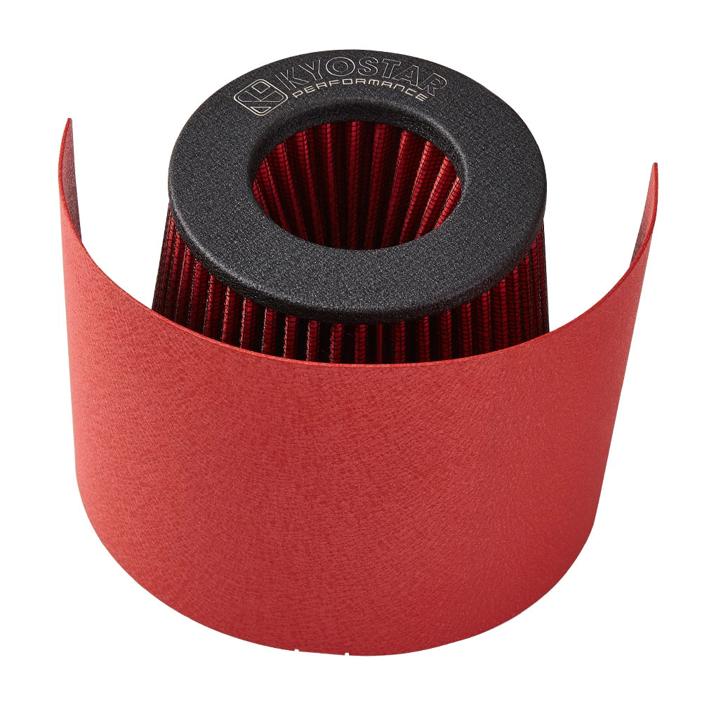 Universal Red Stainless Steel Air Filter Heat Shield Cover - Adjustable 2.5 to 5 inch
