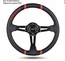 Load image into Gallery viewer, Universal Black Leather/PU 3-Spoke Racing Steering Wheel 280–360 mm – BMW, VW, Porsche